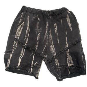 Black and Beige Patterned Shorts